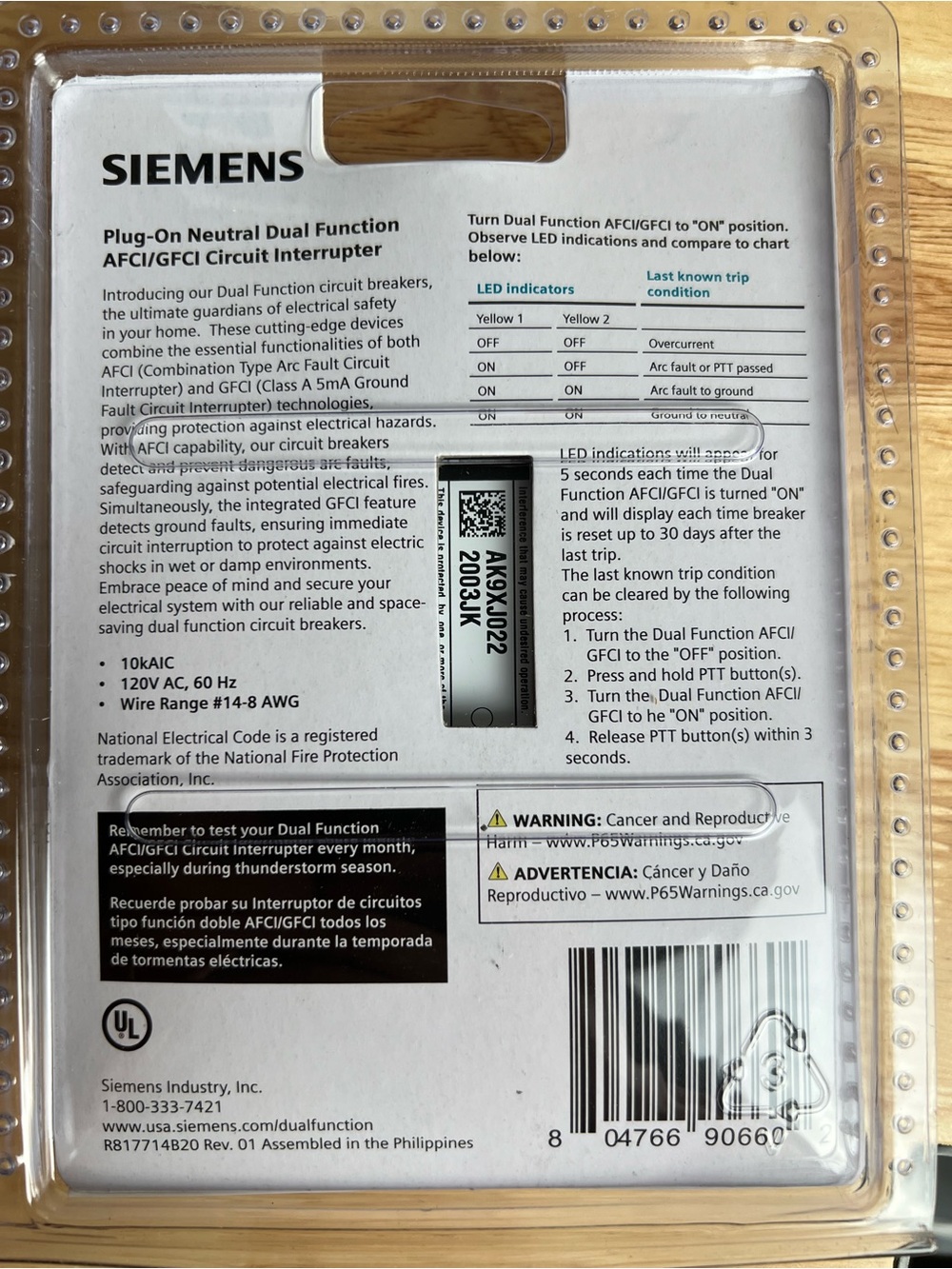 Siemens Q120DFNP 20A AFCI/GFCI Breakers 5 Pack - Picture 5 of 5